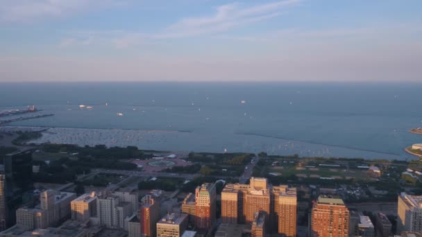 Aerial Video Downtown Chicago Sunny Day — Stock Video