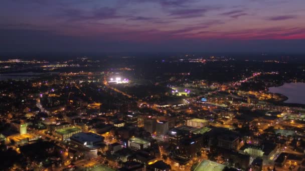 Vídeo Aéreo Centro Portland Noite — Vídeo de Stock