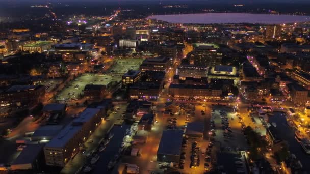 Повітряні Відео Downtown Портленд Вночі — стокове відео