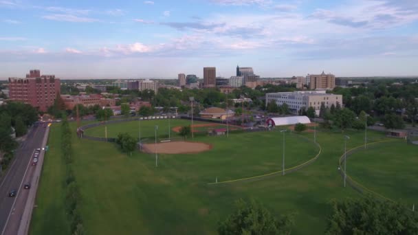 Antenowe Idaho Downtown Boise City Słoneczny Dzień — Wideo stockowe