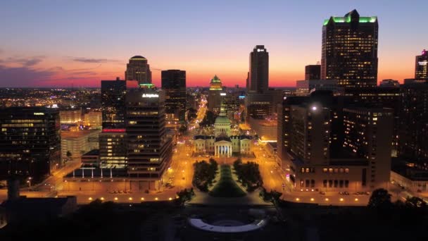 Aerial Video Downtown Louis Sunset — Stock Video