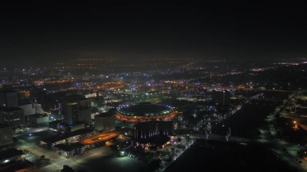 Воздушный Канзас Центре Города Ночью — стоковое видео