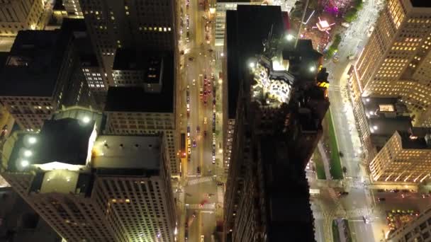 Vídeo Aéreo Del Centro Detroit Noche — Vídeos de Stock