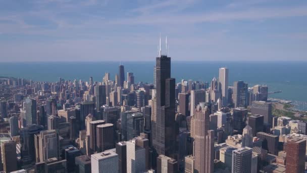 Aerial Video Downtown Chicago Sunny Day — Stock Video