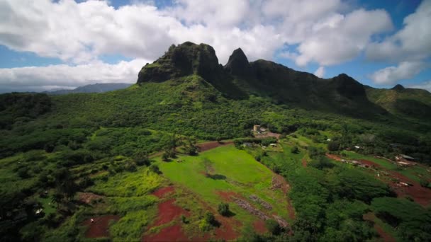 Hawai Aéreo Las Montañas Kauai Anahola — Vídeo de stock