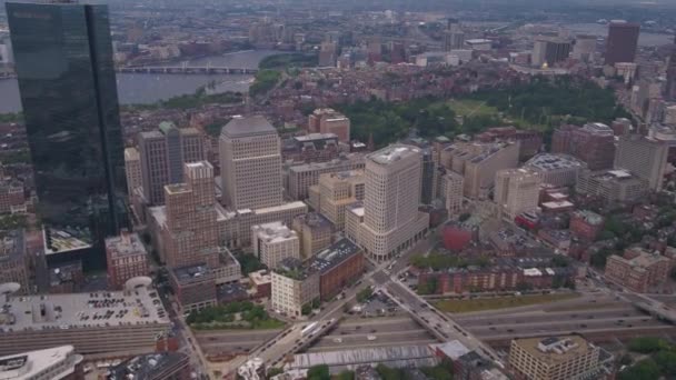 Vídeo Aéreo Centro Boston Dia Ensolarado — Vídeo de Stock