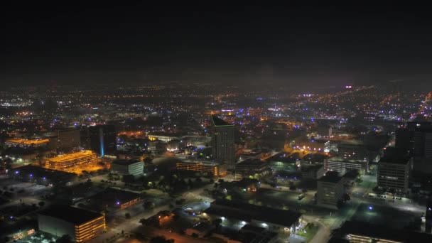 Luchtfoto Kansas Van Downtown Wichita Stad Bij Nacht — Stockvideo