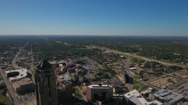 Video Aerian Orașului Des Moines Din Iowa — Videoclip de stoc