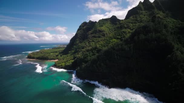 Letecký Hawaii Kauai Kalalau Napali Pobřeží Státu Park — Stock video