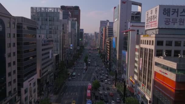 Antenna Video Ban Egy Napsütéses Napon Gangnam Seoul Kerület — Stock videók