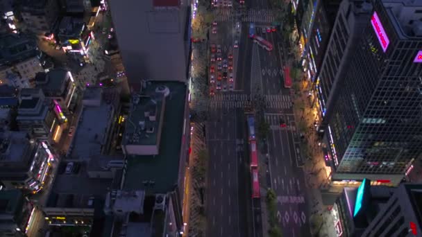 Luftbild Gangnam Distrikt Seoul Der Nacht — Stockvideo