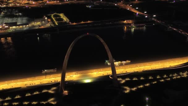 Повітряні Відео Центру Міста Сент Луїс Вночі — стокове відео