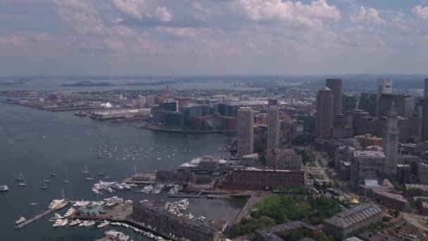 Luchtfoto Video Van Downtown Boston Een Zonnige Dag — Stockvideo