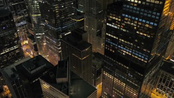 Luchtfoto Illinois Van Downtown Chicago Stad Bij Nacht — Stockvideo