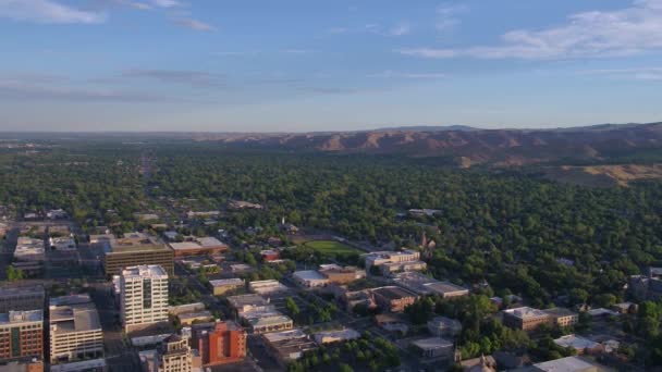 Idaho Aéreo Centro Cidade Boise Dia Ensolarado — Vídeo de Stock