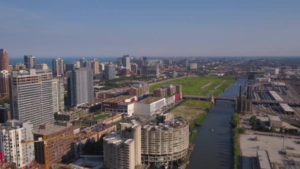 Vídeo Aéreo Centro Chicago Dia Ensolarado — Vídeo de Stock