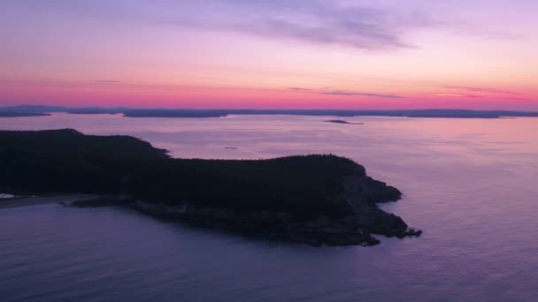 Parque Nacional Aerial Maine Acadia Amanecer — Vídeos de Stock