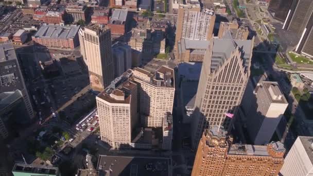 Detroit Belvárosának Napos Légi Videó — Stock videók