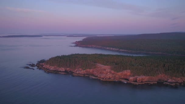 Parque Nacional Maine Acadia Aéreo Nascer Sol — Vídeo de Stock