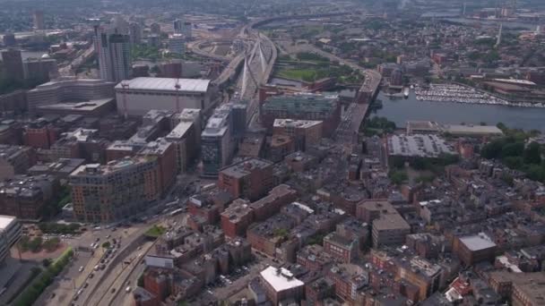 Aerial Video Downtown Boston Sunny Day — Stock Video