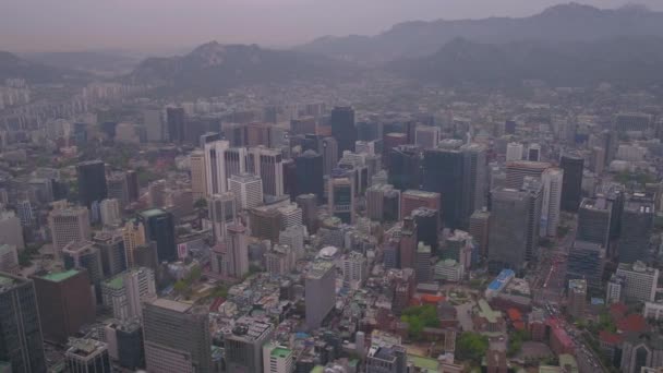 Повітряне Відео Сеульської Вежі Хейзі — стокове відео