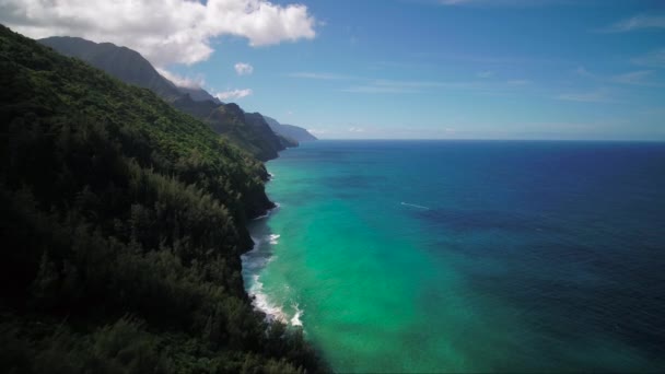 Aérea Hawaii Kauai Kalalau Napali Coast Estado Del Parque — Vídeos de Stock