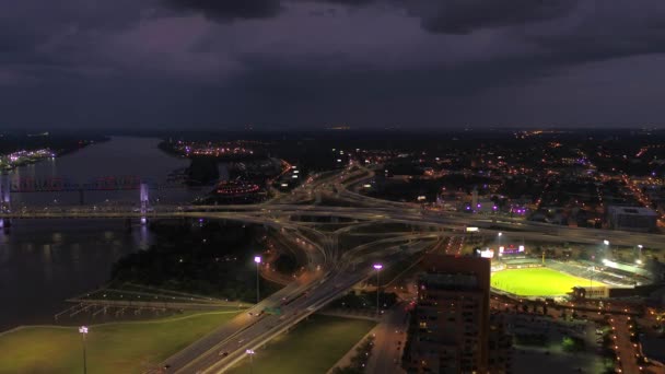 Video Udara Dari Pusat Kota Louisville Pada Malam Hari — Stok Video