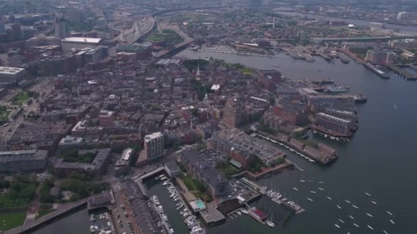 Vídeo Aéreo Centro Boston Dia Ensolarado — Vídeo de Stock