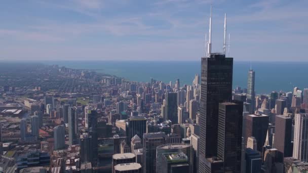 Aerial Video Centrala Chicago Solig Dag — Stockvideo