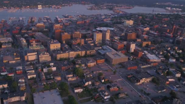 Повітряні Відео Downtown Портленді Заході Сонця — стокове відео