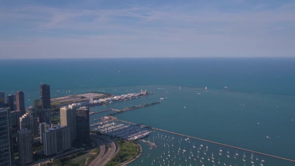 Luchtfoto Video Van Chicago Een Zonnige Dag — Stockvideo