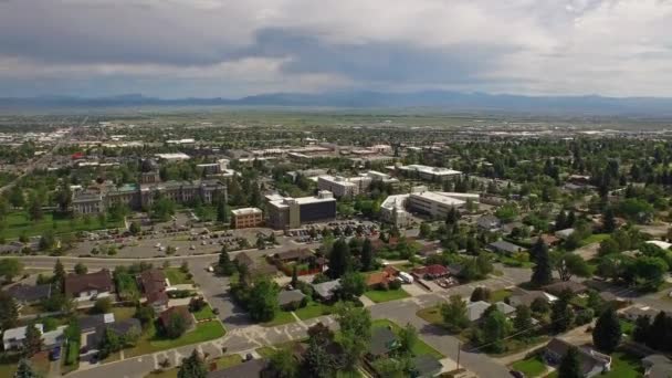 Video Aereo Una Piccola Città Del Montana — Video Stock