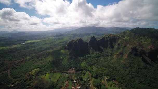 Hawai Aéreo Las Montañas Kauai Anahola — Vídeos de Stock