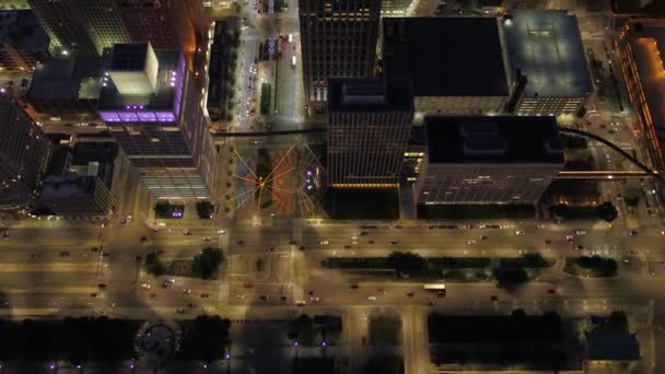 Vídeo Aéreo Del Centro Detroit Noche — Vídeos de Stock