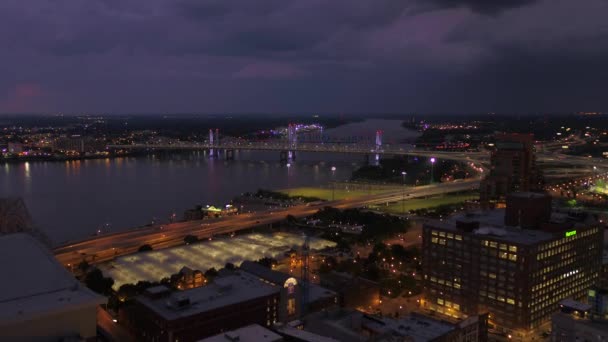 Gece Şehir Louisville Şehir Hava Video — Stok video