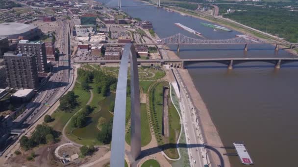 Luchtfoto Video Van Downtown Louis Een Zonnige Dag — Stockvideo