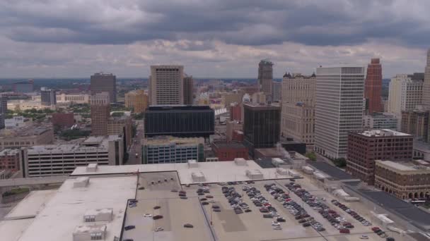 Vidéo Aérienne Centre Ville Detroit Par Temps Couvert — Video