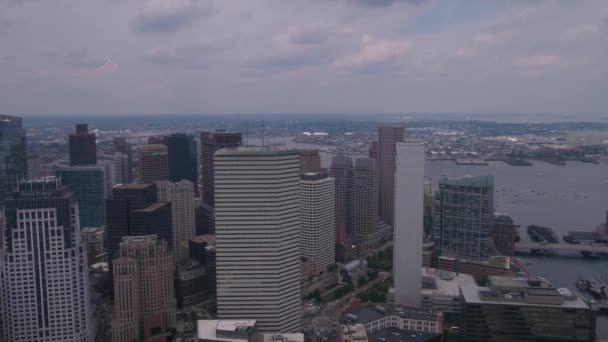 Aerial Video Downtown Boston Sunny Day — Stock Video