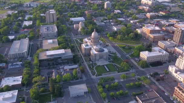 Повітряні Айдахо Центрі Міста Бойсе Сонячний День — стокове відео