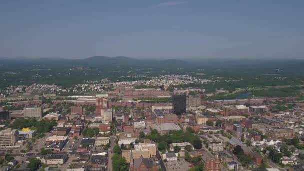 Luchtfoto Video Van Het Centrum Van Manchester Een Zonnige Dag — Stockvideo