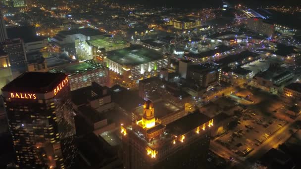 Aerial Video Downtown Atlantic City Night — Stock Video