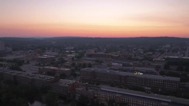 Luftbild Der Innenstadt Von Manchester Bei Sonnenaufgang — Stockvideo