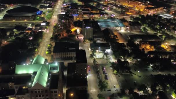 Aerial Video Downtown Manchester Night — Stock Video