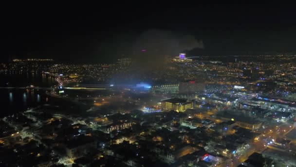 Vídeo Aéreo Del Centro Atlantic City Por Noche — Vídeo de stock