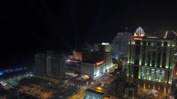 Antenowe Video Centrum Atlantic City Nocy — Wideo stockowe