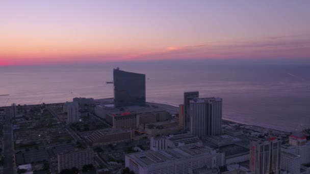 Luchtfoto Video Van Atlantic City Centrum Ochtend Tijdens Een Prachtige — Stockvideo