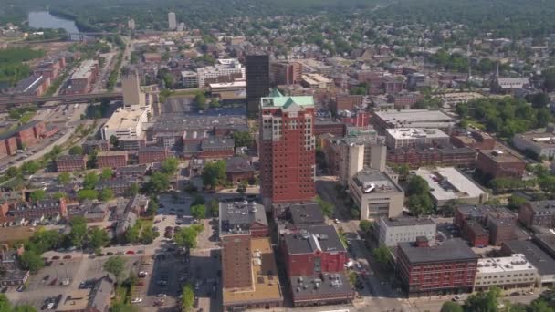 Aerial Video Downtown Manchester Sunny Day — Stock Video