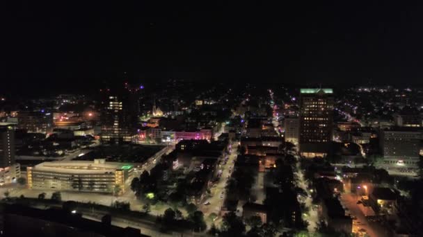 Luftbild Der Innenstadt Von Manchester Der Nacht — Stockvideo