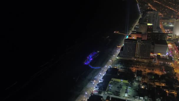 Luchtfoto Video Van Atlantic City Centrum Nachts — Stockvideo
