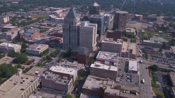 Aerial Video Downtown Greensboro North Carolina Sunny Day — Stock Video